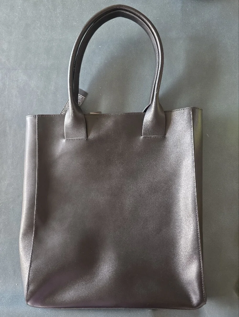BCBG Max Azria Black Leather Tote Bag with Top Handles